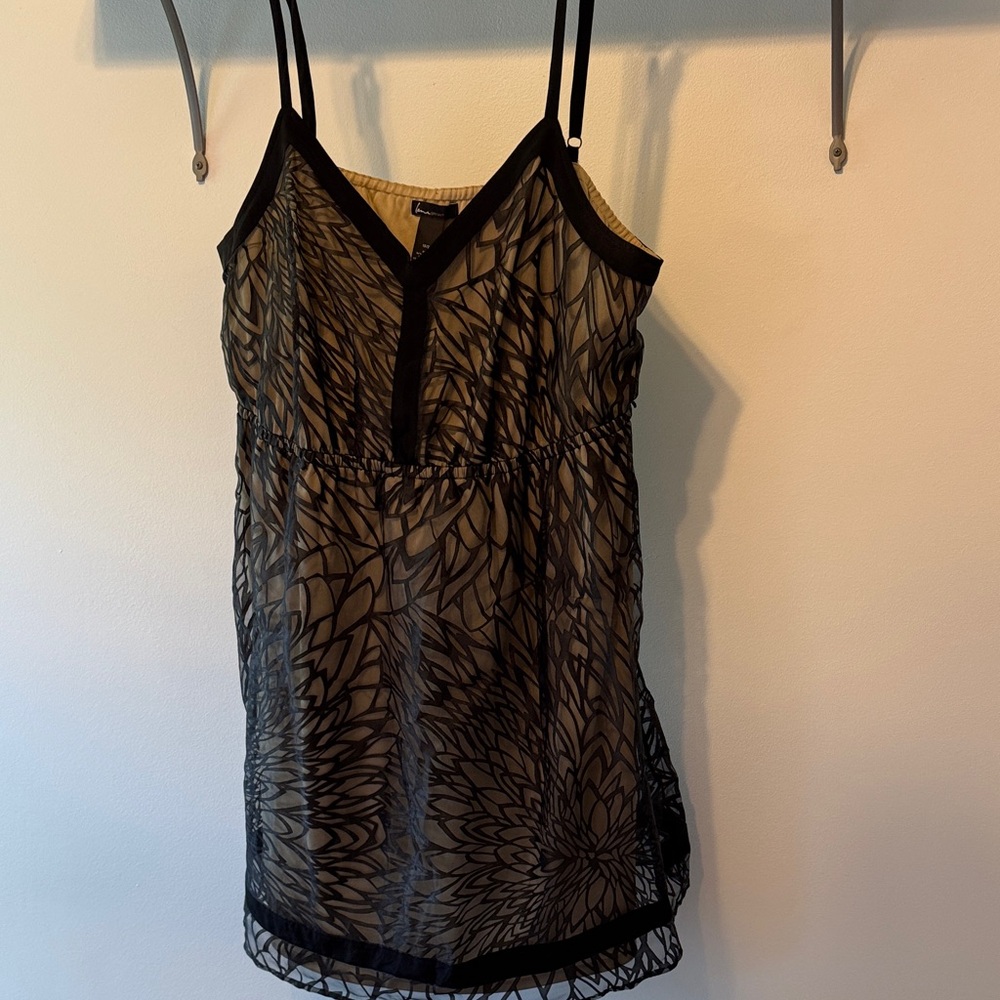 Lane Bryant Black and Tan Floral Dress